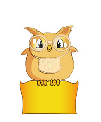 Sweet Owl chubby with pink glasses and bib