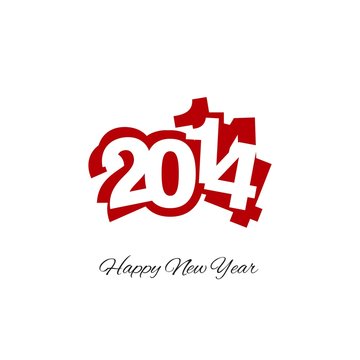 Happy New Year 2014 red logo vector