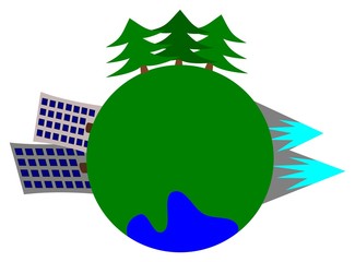 Illustrated planet earth on a white background