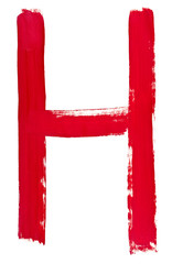 letter h hand painted by red brush