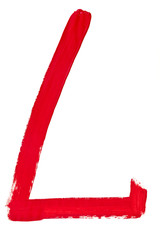 letter l hand painted by red brush