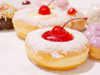 set of donuts on white background