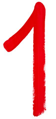 red Arabic numeral 1 written by hand