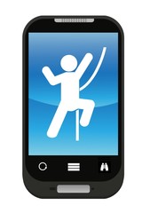 Alpiniste dans un téléphone portable