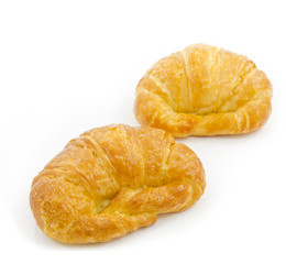 fresh french croissant on white background