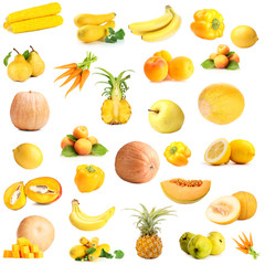 Collection of fruits and vegetables isolated on white