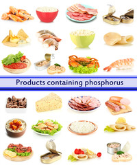 Products containing phosphorus isolated on white