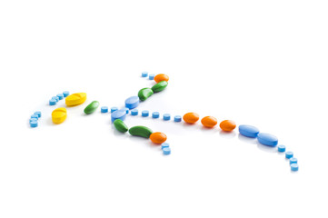 pills arranged to be cartoon character