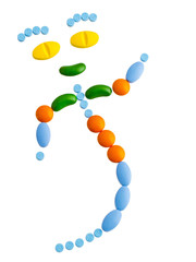 pills arranged to be cartoon character