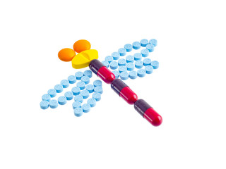 pills arranged to be cartoon character