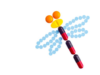 pills arranged to be cartoon character