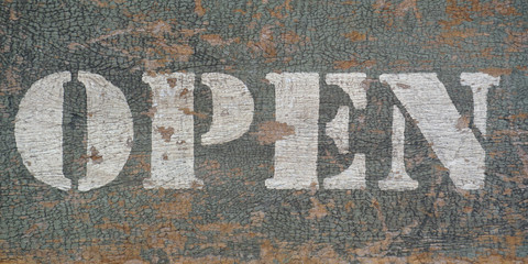 Vintage stencil open sign