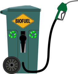 Trash can as a pump for biofuels