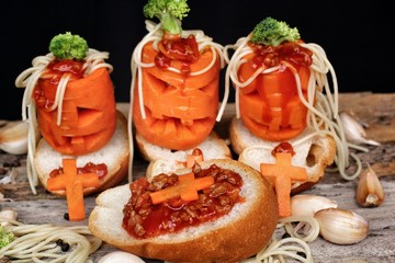 Spaghetti food in halloween