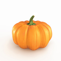 Orange pumpkin on a white background. 3d render