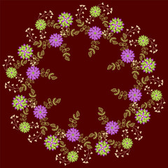 floral pattern on dark red backgruond