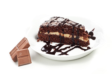 Chocolate Cake with white background