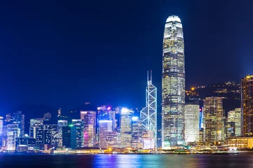 Foto op Canvas Hong Kong skyline at night © leungchopan