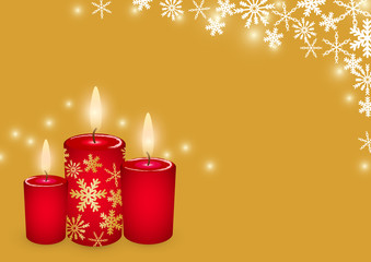 クリスマスキャンドルと雪の結晶