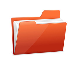 Red file folder with documents