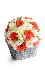 Bouquet of beautiful flowers in basket