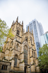 Fototapeta premium Old church and Modern building