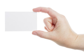 Fototapeta premium Paper card in woman hand