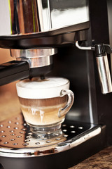 coffee is freshly made with a coffee machine