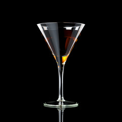 Martini Glass On Black Background (Illustration For Advertising)
