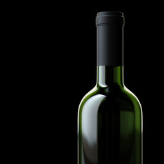 Bottle Of Wine Isolated On Black Backgroud