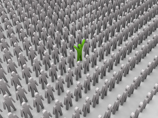 Obraz premium Unique person in crowd. Concept 3D illustration