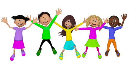 Classmates, friends, happy children