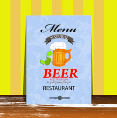 Best traditional fresh cold Beer. Restaurant menu. Vector