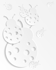 Abstract background with paper ladybirds