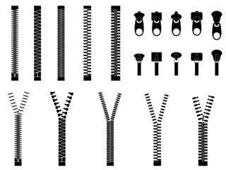 Zippers set illustrated on white