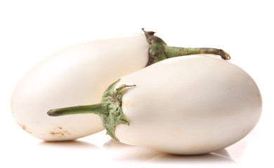 Fresh eggplants isolated on white