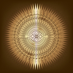 Decorative  frame with vintage round patterns on white