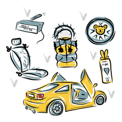Yellow sport car with lamba doors for your design