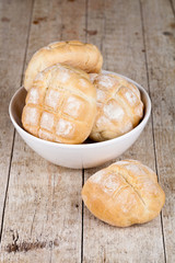 fresh baked buns in a bowl