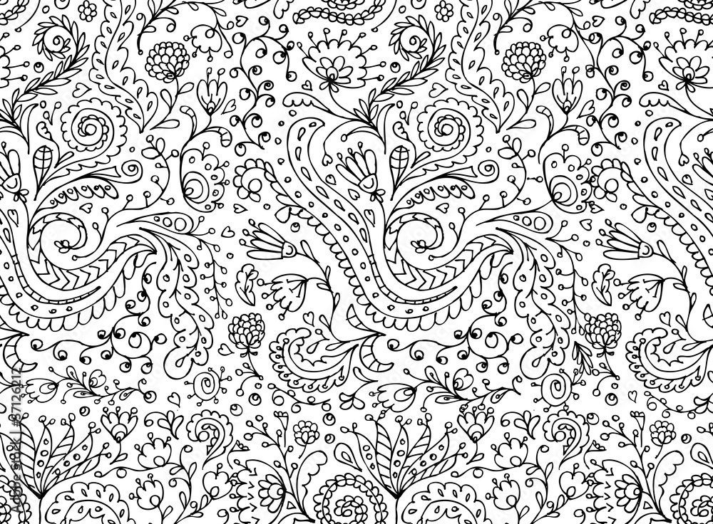 Wall mural ornamental floral seamless pattern for your design