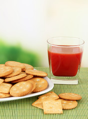 Delicious crackers with tomato juice