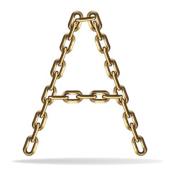 Golden Letter A, made with chains