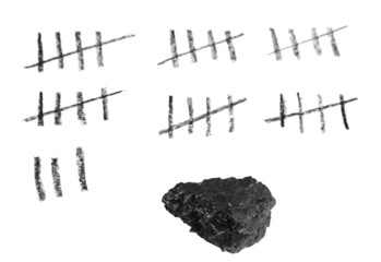 Counting days by drawing sticks isolated on white