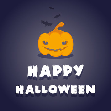 Happy Halloween: pumpkin and bats