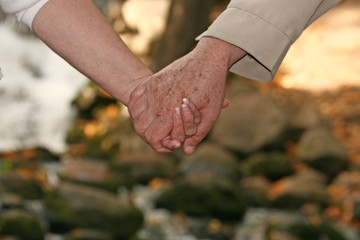 senior couple  holding hands together