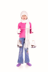 Cute little girl with figure skates