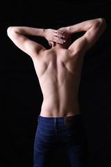 Naklejka premium Bodybuilder man show muscle