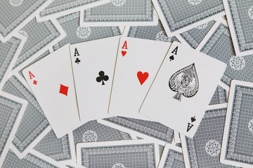 ace on top of other cards