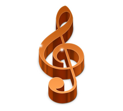 Music note treble in 3d