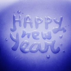 Happy new year concept, water on ice, greeting card © Maksim Kostenko